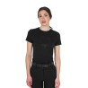 Damen Basic T-Shirt mit glänzendem Ton-in-Ton-Logo - Schwarz