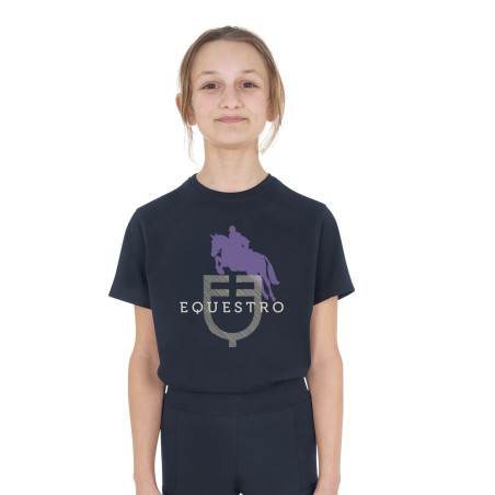Unisex-Kinder-T-Shirt Horse Jump Glossy aus Baumwolle