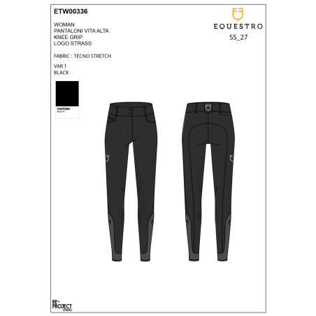 Damenhose mit hohem Bund mit Strass-Logo