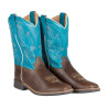Kinder-Western-Ranchstiefel - Dunkelbraun / Türkis