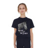 Mädchen-T-Shirt Equestro Ready To The Party aus Baumwolle mit Strass, kurzärmlig - Marine
