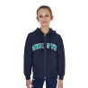 Kinder-Kapuzenjacke mit Reißverschluss und Frottee-Schriftzug - Marineblaues Blazer / Ultramaringrün