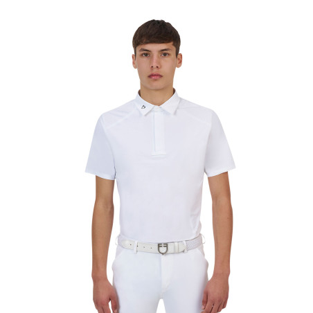 Turniershirt Herren Equestro Ridertechnology kurzarm mit Knöpfen