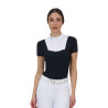 Damen-Wettkampfpolo Equestro Ridertechnology kurzärmelig - Weiß/Schwarz