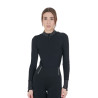 Damen-Trainings-Poloshirt aus Funktionsmaterial mit Strass Equestro - Schwarz