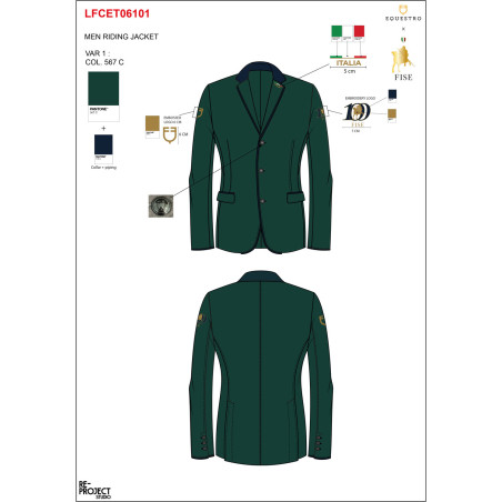 Herren Turnierjacke drei Knöpfe Equestro X Fise 100