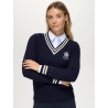 Roseville Damen Strickpullover mit Zopfmuster und V-Ausschnitt Tommy Hilfiger Equestrian - Ecru