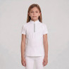 Turnier Bluse Mädchen classic Kurzarm mit Glitzerreißverschluss Altrosa size 160 Kinder - Weiß