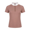 Turnier Bluse Mädchen classic Kurzarm mit Glitzerreißverschluss Altrosa size 160 Kinder - Altrosa