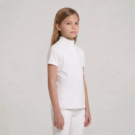 Turnier Bluse Mädchen classic kurzarm Weiß size 160 Kinder