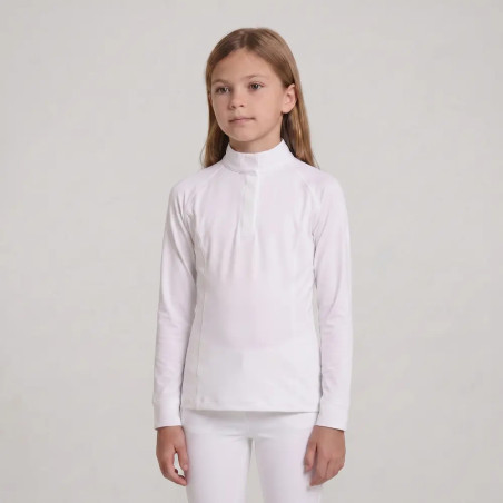 Turnier Bluse Mädchen classic langarm Weiß size 160 Kinder