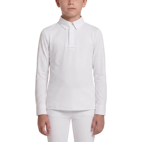 Turnier Bluse Jungen classic langarm Weiß size 160 Kinder