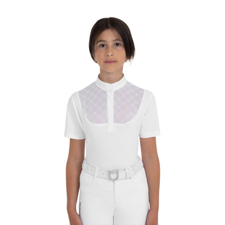 Mädchen-Wettkampf-Poloshirt mit Tüll Equestro Kinder