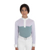 Langarm-Wettkampf-Poloshirt für Mädchen mit Tüll Equestro Kinder - Schiefergrau