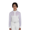 Langarm-Wettkampf-Poloshirt für Mädchen mit Tüll Equestro Kinder - Weiß
