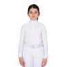 Turniershirt Mädchen mit Equestro-Lochmuster Kinder - Weiß
