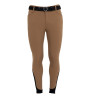 Herren-Slim-Fit-Reithose mit Kniebesatz Grip Equestro - Tabakbraun