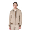 Damen-Hoodie mit Kapuze und Frontreißverschluss Equestro - Kopfsteinpflaster / Kaffeelikör