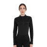 Damen-Trainingspolo Langarm mit Monogramm-Print Equestro - Schwarz