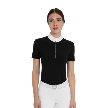 Damen-Kurzarm-Turnierpolo mit Strass Equestro