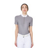 Damen-Kurzarm-Turnierpolo mit Strass Equestro - Frostgrau
