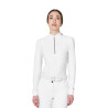 Damen-Wettkampf-Poloshirt mit langen Ärmeln und Strass von Equestro - Weiß