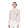 Damen-Wettkampf-Poloshirt mit langen Ärmeln und Strass von Equestro - Violett gefilzt