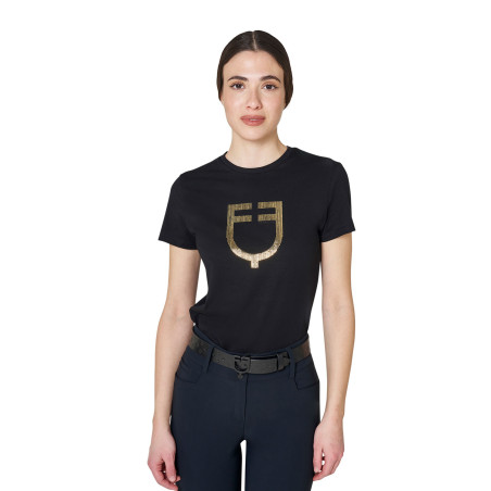 Damen-T-Shirt mit Equestro-Logo in Folie