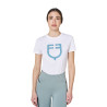 Damen-T-Shirt mit Monogramm-Logo in Samtoptik Equestro - Weiß / Schiefergrau