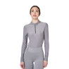 Damen-Trainings-Poloshirt aus Funktionsmaterial mit Strass Equestro - Frostgrau