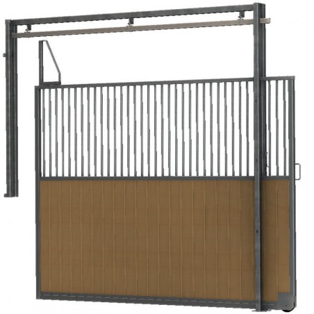 Schiebbare Boxentrennung mit Gitter und Holzfüllung 3 m La Gée