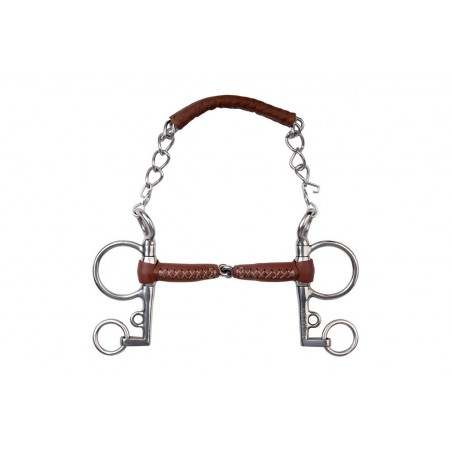 Pelham-Gebiss Metalab Pinchless gebrochenes Leder