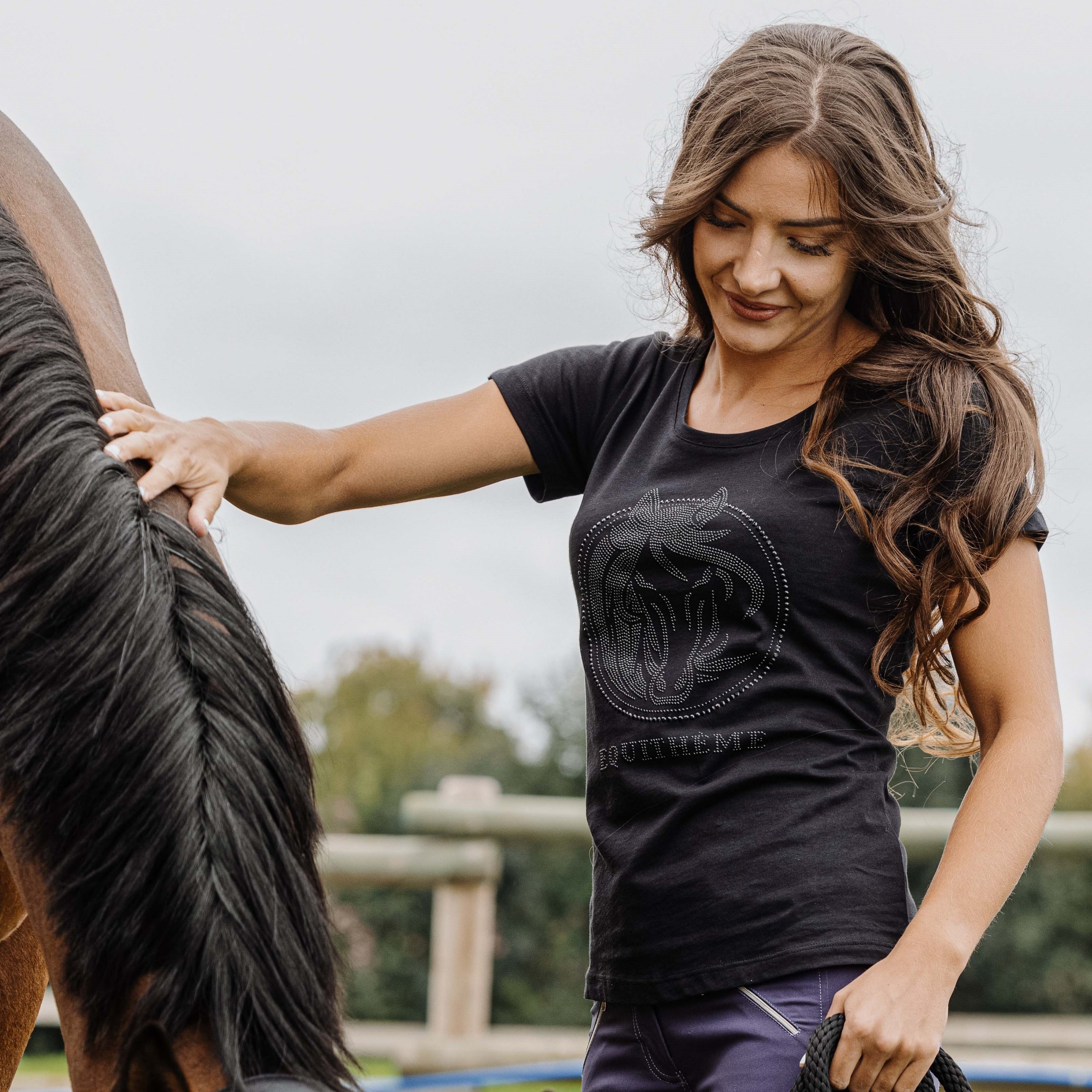 T-Shirt Equithème Magali Kurzarm Schwarz