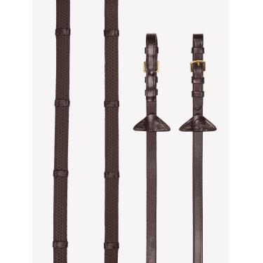 Weiche Gummizügel mit Stoppern LeMieux Havanna / Messing Braun
