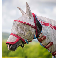 Horseware Rambo Plus Fliegenschutzmaske Kirsche / Pfirsich / Blau