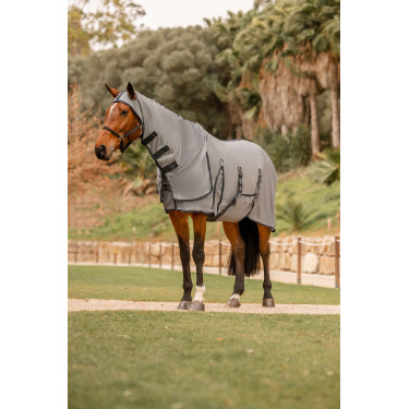 Fliegendecke Horze Paso Fino mit Halsteil und UV-Schutz Titangrau