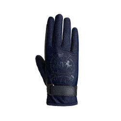 Reithandschuhe B Vertigo Laia Damen mit aufgedrucktem Logo Dunkelmarine Blau