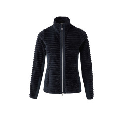 Gestreifte Fleece-Reitjacke Horze Della Damen Dunkelmarine