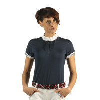 Damen-Poloshirt Kavala mit kurzen Ärmeln Flags & Cup Marineblau