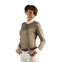 Damen-Langarm-Poloshirt Kavala Flags & Cup Maulwurf Braun