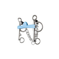 Pelham-Gebiss Metalab Flexi Halbmond lange Schenkel Blau