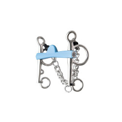 Pelham-Gebiss Metalab Flexi Halbmond lange Schenkel Blau