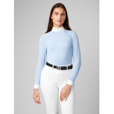 Wettkampf-Poloshirt LeMieux Olivia Langarm Nebel Blau