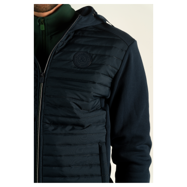 Zipped Sweatshirt Herren zweimaterial Sauvo Flags & Cup Marineblau