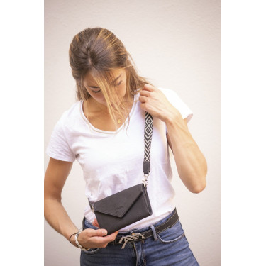 Phone Pocket Pénélope perforiertes Leder Schwarz Phone Pocket Pénélope perforiertes Leder Schwarz