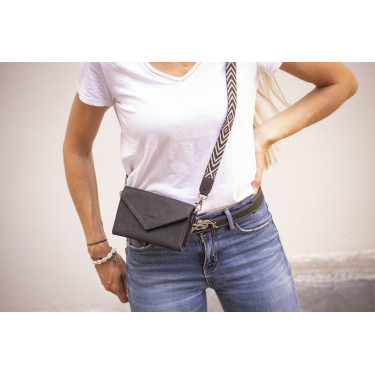 Phone Pocket Pénélope perforiertes Leder Schwarz Phone Pocket Pénélope perforiertes Leder Schwarz