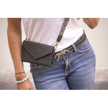 Phone Pocket Pénélope perforiertes Leder Schwarz Phone Pocket Pénélope perforiertes Leder Schwarz