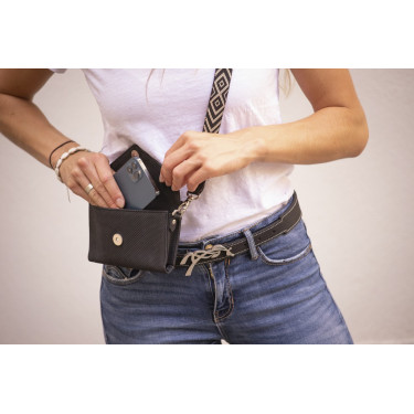 Phone Pocket Pénélope perforiertes Leder Schwarz Phone Pocket Pénélope perforiertes Leder Schwarz