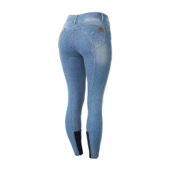 Jean Vollbesatz Silikon High Waist Kaia Damen Horze Blau