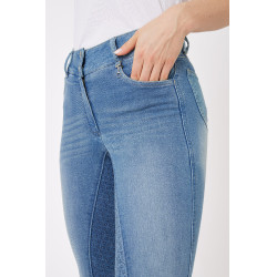Jean Vollbesatz Silikon High Waist Kaia Damen Horze Blau